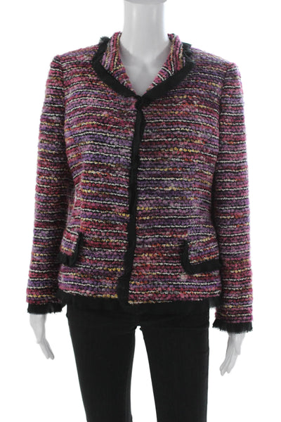 Dana Buchman Womens Basic Striped Wool Button Long Sleeve Jacket Petite Size 12