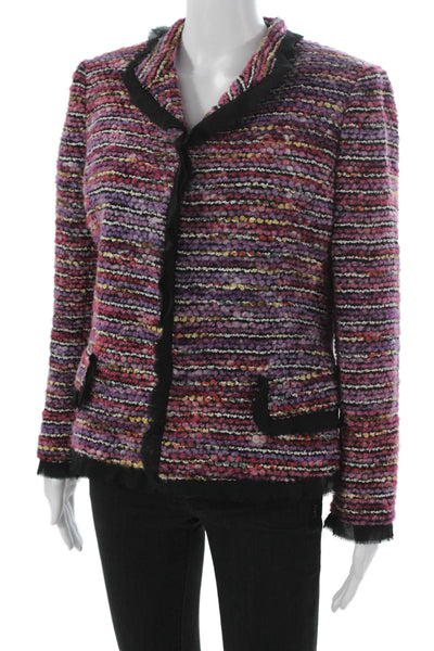 Dana Buchman Womens Basic Striped Wool Button Long Sleeve Jacket Petite Size 12