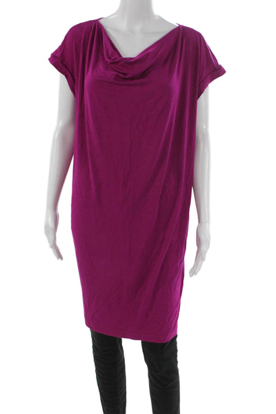 Eileen Fisher Women Purple Viscose Cowl Neck Shift Blouse Sleeveless Size S