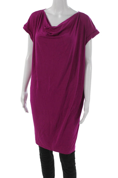 Eileen Fisher Women Purple Viscose Cowl Neck Shift Blouse Sleeveless Size S