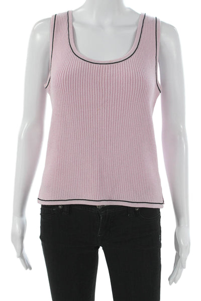 St. John Women Basic Viscose Scoop Neck Sleeveless Tank Pink Size M