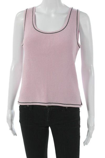St. John Women Basic Viscose Scoop Neck Sleeveless Tank Pink Size M