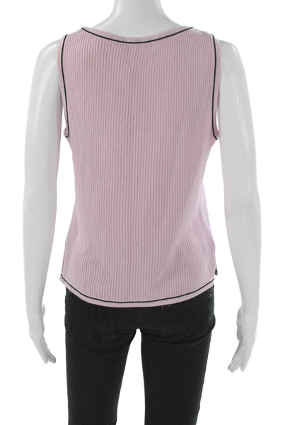 St. John Women Basic Viscose Scoop Neck Sleeveless Tank Pink Size M