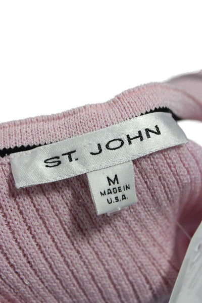 St. John Women Basic Viscose Scoop Neck Sleeveless Tank Pink Size M