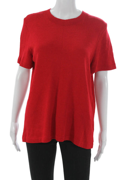 St. John Collection By Marie Gray Women Red Viscose Crew Neck Pullover Size M