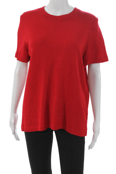 St. John Collection By Marie Gray Women Red Viscose Crew Neck Pullover Size M