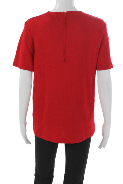 St. John Collection By Marie Gray Women Red Viscose Crew Neck Pullover Size M