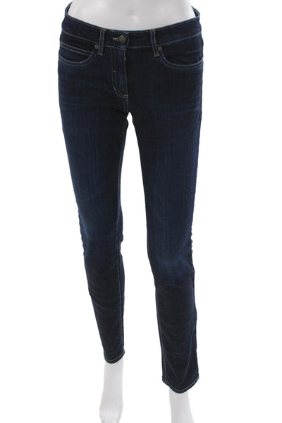 Eileen Fisher Women Skinny Jeans Blue Mid Rise Cotton Button Size 4