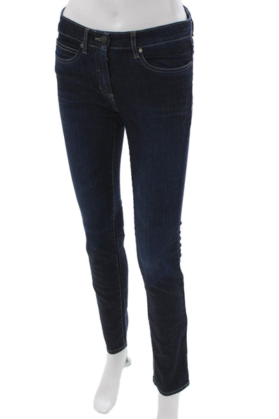 Eileen Fisher Women Skinny Jeans Blue Mid Rise Cotton Button Size 4