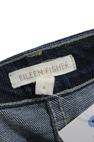 Eileen Fisher Women Skinny Jeans Blue Mid Rise Cotton Button Size 4
