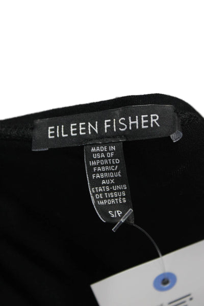 Eileen Fisher Womens Shift Dress Black Viscose Scoop Neck 3/4 Sleeve Size S
