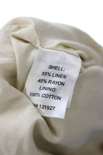 Johnnie-o Womens Cropped Linen Striped Pants Beige Button Size 2