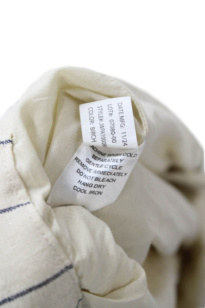 Johnnie-o Womens Cropped Linen Striped Pants Beige Button Size 2