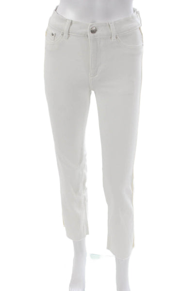 DL1961 Women Cropped White High Rise Cotton Blend Jeans Size 25