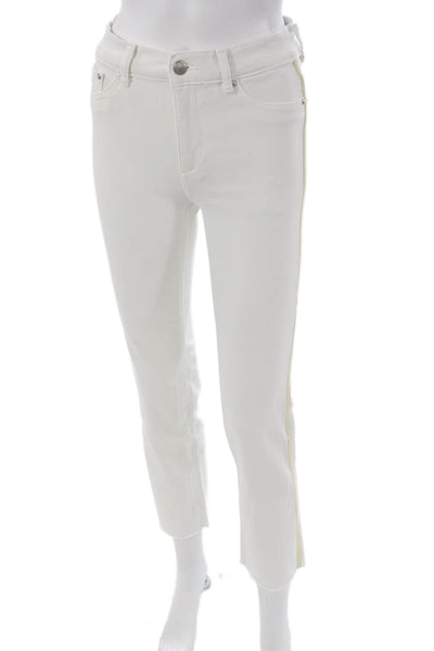 DL1961 Women Cropped White High Rise Cotton Blend Jeans Size 25