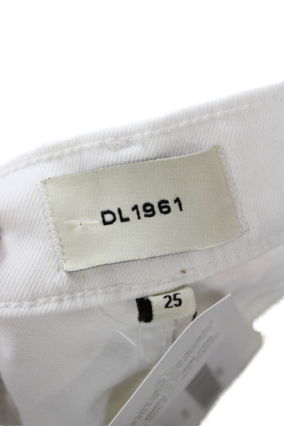 DL1961 Women Cropped White High Rise Cotton Blend Jeans Size 25