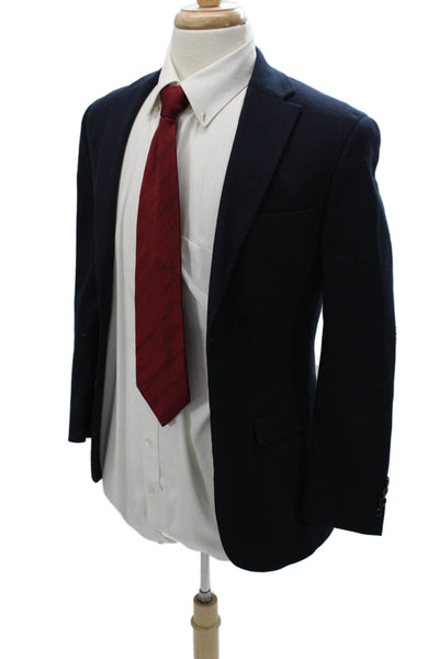 Topman Mens 2 Piece Suit Jacket Blue Button Polyester Size 36