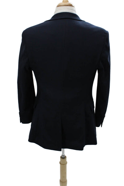 Topman Mens 2 Piece Suit Jacket Blue Button Polyester Size 36
