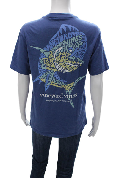 Vineyard Vines Women Basic Blue Cotton Crew Neck T-Shirt Short Sleeve Size XS