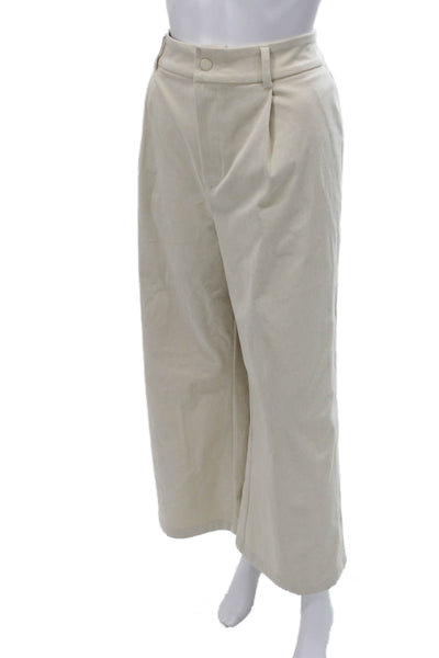 Varley Women Cropped Pants Ivory Button Polyester Size XL