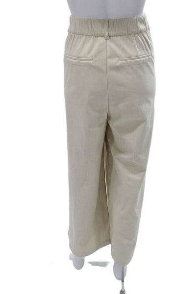 Varley Women Cropped Pants Ivory Button Polyester Size XL