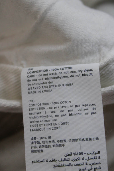 The Frankie Shop Women Cropped Beige High Rise Cotton Button Pants Size XL
