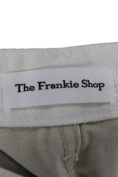 The Frankie Shop Women Cropped Beige High Rise Cotton Button Pants Size XL