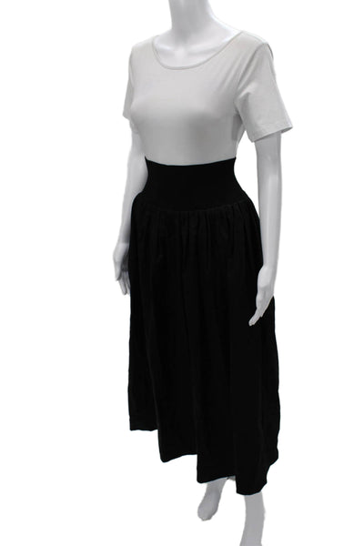 La Ligne Women Maxi Skirt Black Cotton Long Pull On Size XL