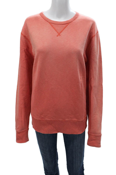 J Crew Women Cotton Pullover Sweatshirt Orange Crewneck Long Sleeve Size XL