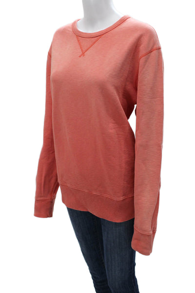 J Crew Women Cotton Pullover Sweatshirt Orange Crewneck Long Sleeve Size XL