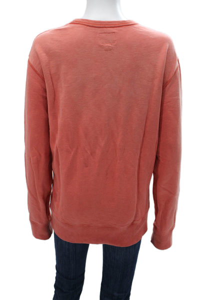 J Crew Women Cotton Pullover Sweatshirt Orange Crewneck Long Sleeve Size XL