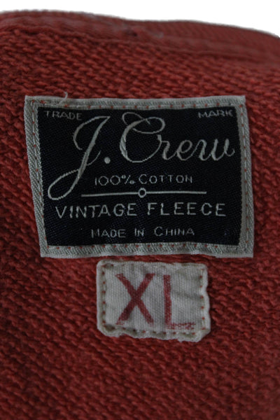 J Crew Women Cotton Pullover Sweatshirt Orange Crewneck Long Sleeve Size XL