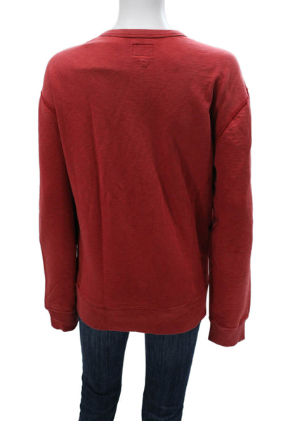 J Crew Womens Pullover Red 100% Cotton Crewneck Long Sleeve Size XL