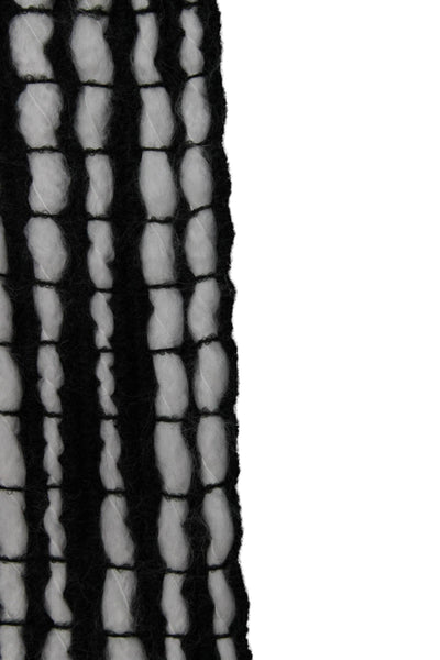 DKNY Unisex Audlts Striped Fringe Trim Rectangular Scarf Black Size 70X50"