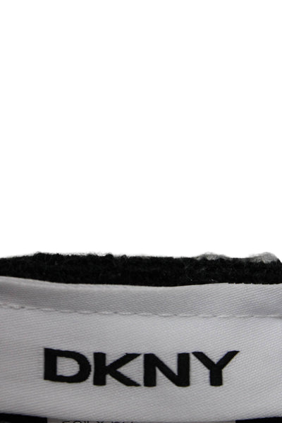 DKNY Unisex Audlts Striped Fringe Trim Rectangular Scarf Black Size 70X50"