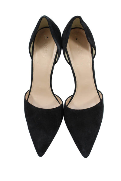 J Crew Womens Suede Pointed Toe Slip On Heels Black Size 9