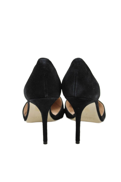 J Crew Womens Suede Pointed Toe Slip On Heels Black Size 9