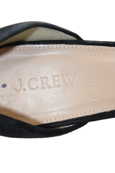 J Crew Womens Suede Pointed Toe Slip On Heels Black Size 9