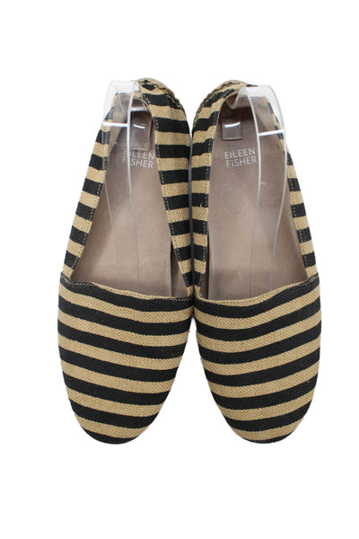 Eileen Fisher Womens Striped Slip On Loafers Beige Size 9.5