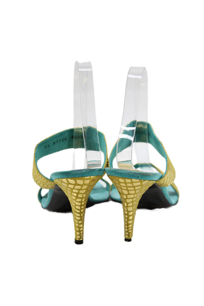 Monica By Magli Womens Metallic Suede Slide On Sandals Blue Size 8.5