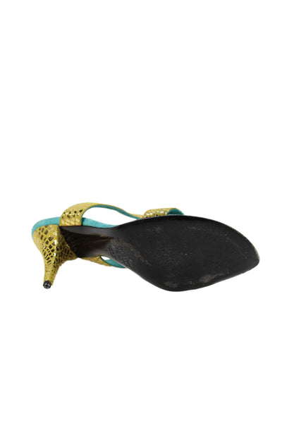 Monica By Magli Womens Metallic Suede Slide On Sandals Blue Size 8.5