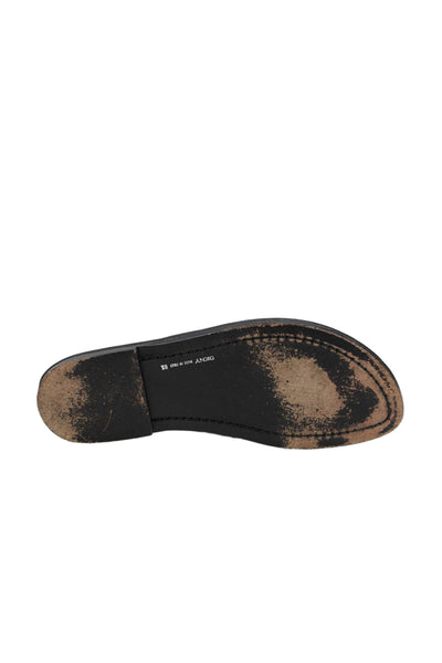 DKNY Womens Studded Leather Slide On Thong Sandals Black Size 8.5