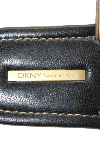 DKNY Womens Studded Leather Slide On Thong Sandals Black Size 8.5