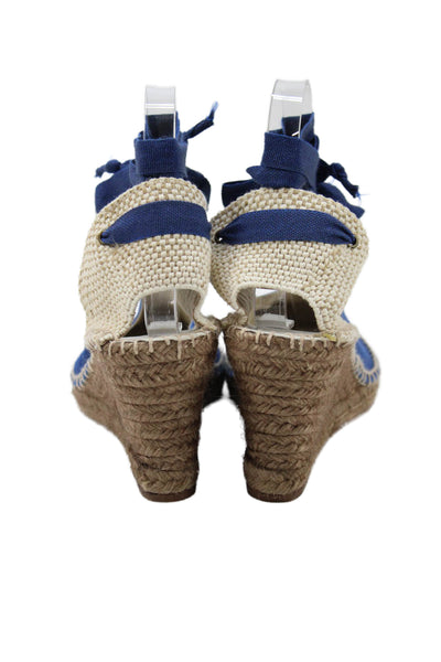 Brooks Brothers Womens Suede Espadrille Wedge Heels Blue Size 9