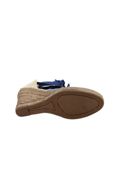 Brooks Brothers Womens Suede Espadrille Wedge Heels Blue Size 9