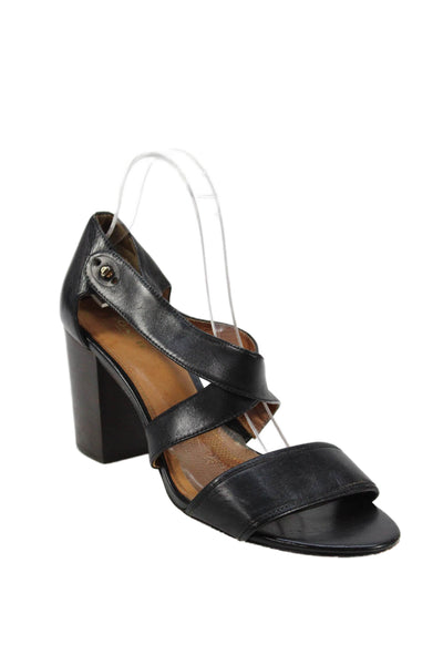 Coach Women's Open Toe Strappy Block Heel Sandals Black Size 10