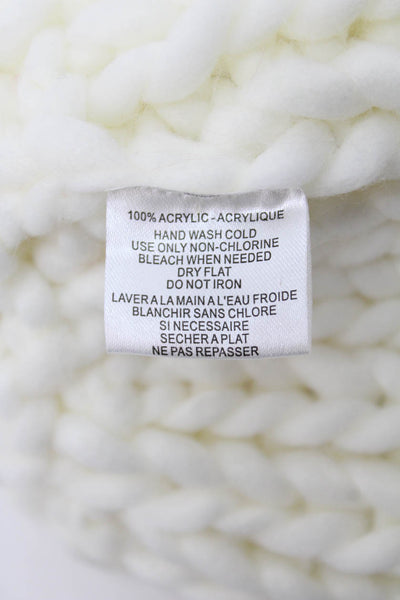 Free People Womens Chunky Knit Beanie Hat White Multicolor Size OS