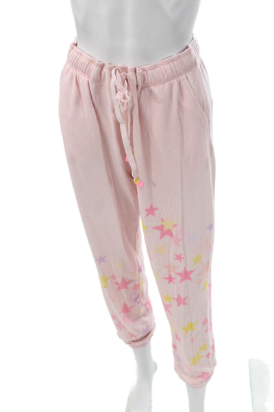 PJ Salvage Womens Star Print Hooded Long Sleeve Pajama Set Pink Size S