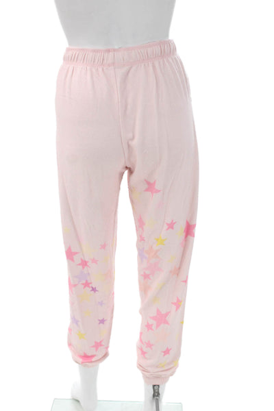 PJ Salvage Womens Star Print Hooded Long Sleeve Pajama Set Pink Size S