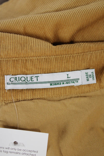 Criquet Mens Corduroy Collar Long Sleeve Button Down Shirt Brown Size L